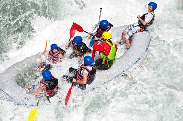 White water rafting on a wild river